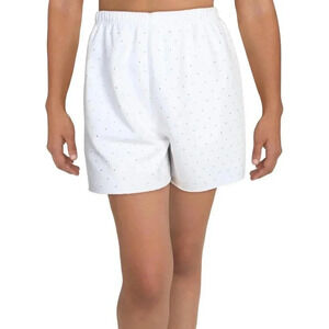 Generation Love White Rhinestone Sweat Shorts Women Size Small Elastic Waist NWT